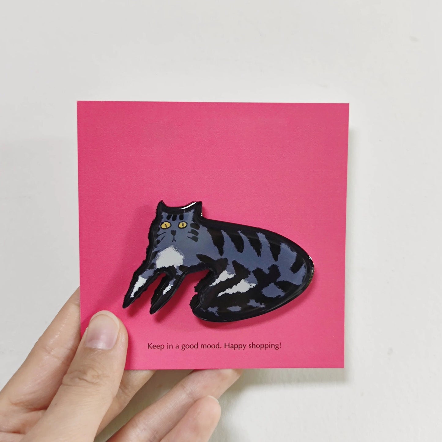 Cozy Cat Fridge Magnet - Gray Tabby "Smokey"