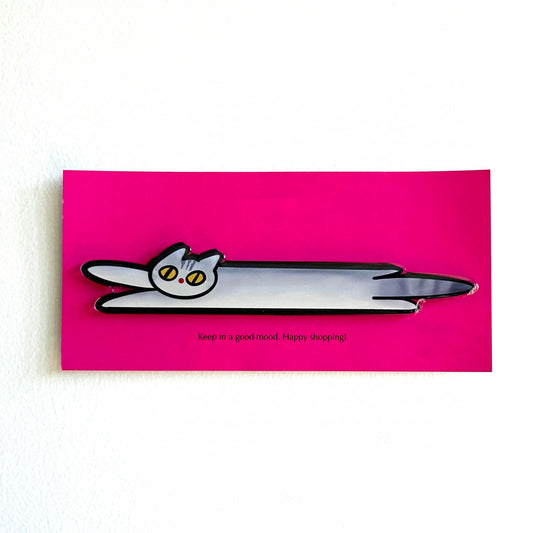 Stretchy Cat Fridge Magnet - Sleek & Playful "Silver"