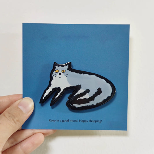 Cozy Cat Fridge Magnet - Gray & White "Cloud"