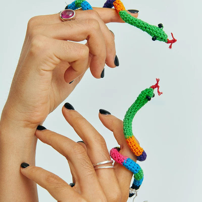 Colorful Crochet Snake Earrings