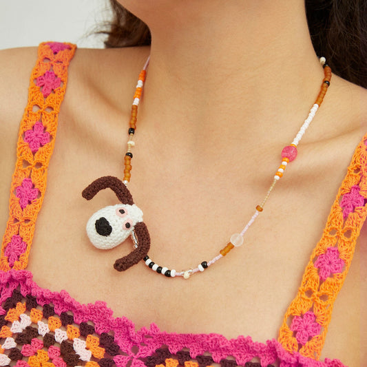 Playful Puppy Beaded Necklace