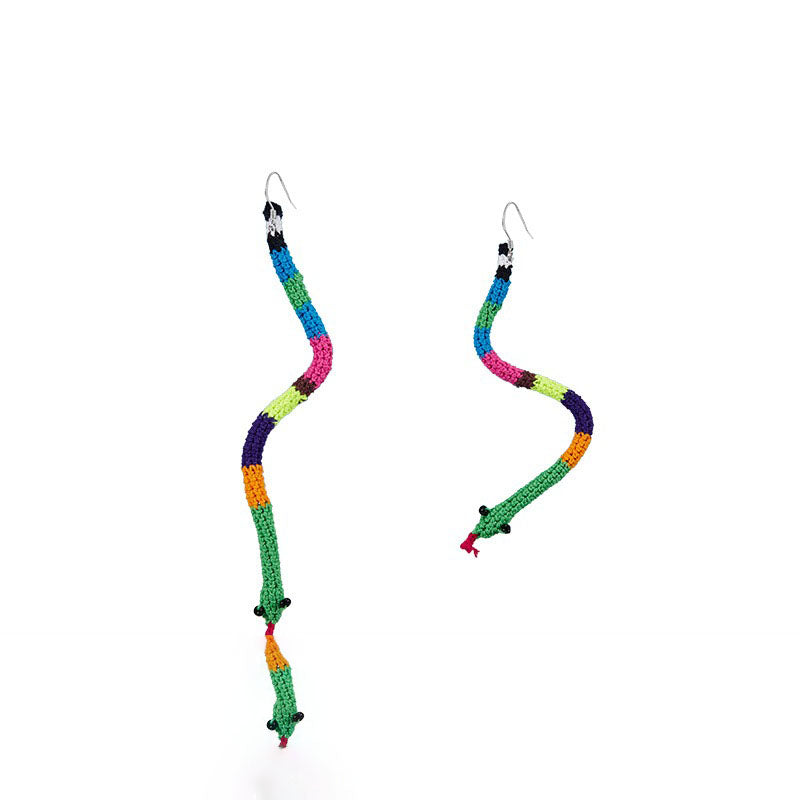 Colorful Crochet Snake Earrings